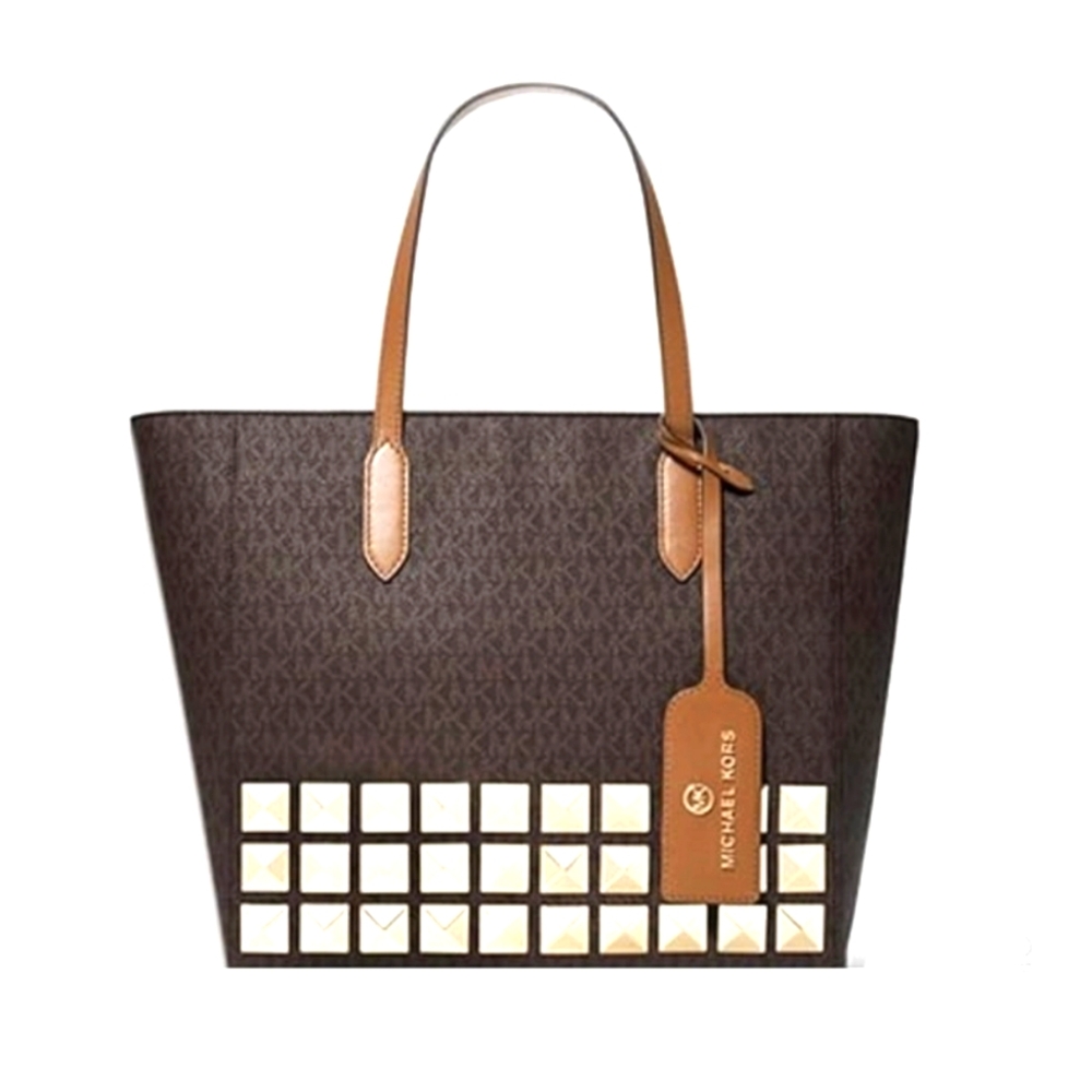 MICHAEL KORS Sinclair Large Studded Logo Tote Brown (with Dust Bag)